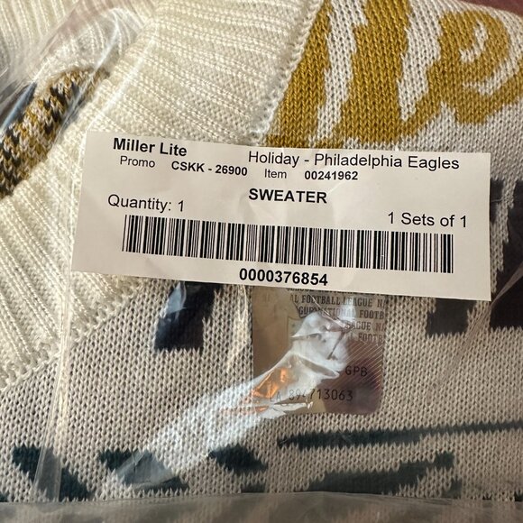 NFL Philadelphia Eagles and Miller Lite Ugly Sweater Size XL / New in Packaging - Picture 6 of 8